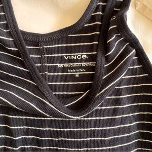 Vince Black and White Striped Tank